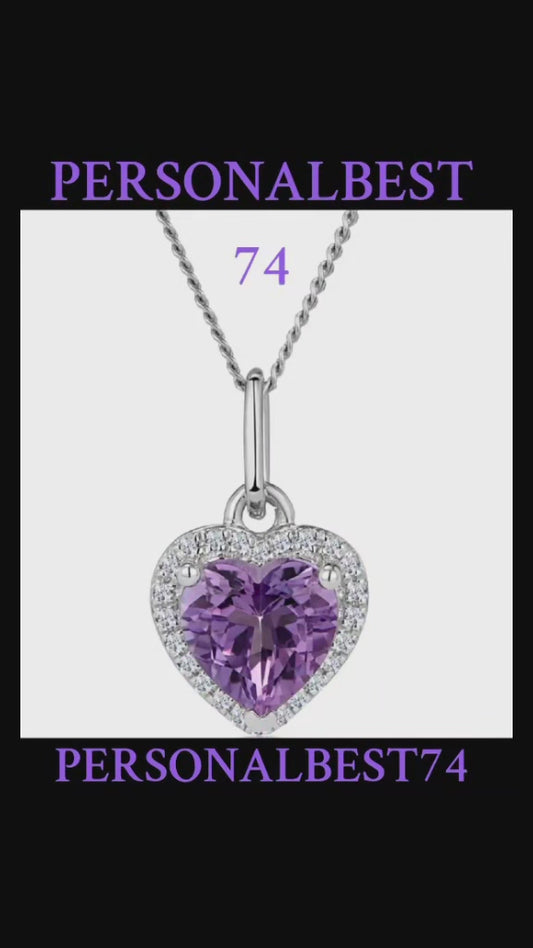 PERSONALBEST74! Signature sleek White Gold Chain set in  Purple Amethyst & Diamonds.