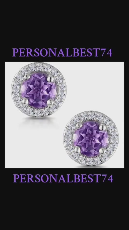 PERSONALBEST74! Luxury Purple Amethyst & Diamonds Earings.