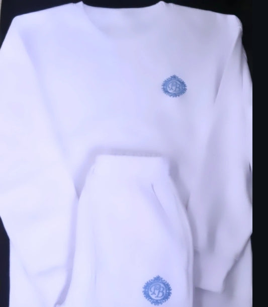 Limited edition. PersonalBest74 ,white/ sky blue Cashmere Tracksuit.